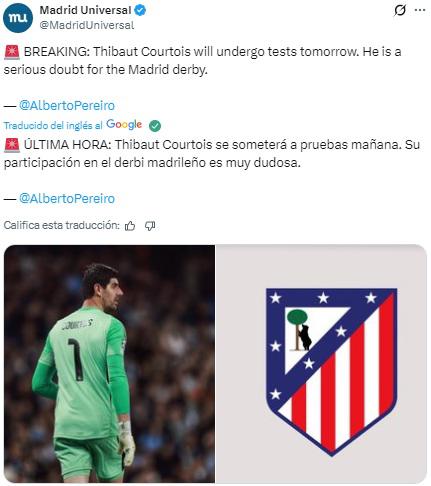Real Madrid ya sabe lo que pasará con Courtois tras salir lesionado contra el City ¿Llega contra el Atlético?