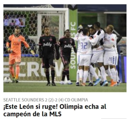 Prensa internacional destaca a Olimpia tras echar al Seattle de la Champions de Concacaf