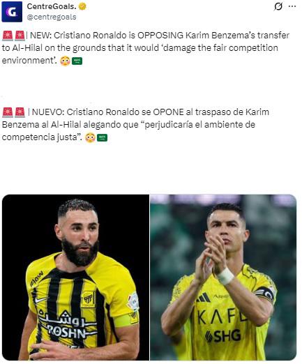 Cristiano Ronaldo da duro golpe a Karim Benzema e impacta a todos con su decisión en el cierre del mercado de fichajes