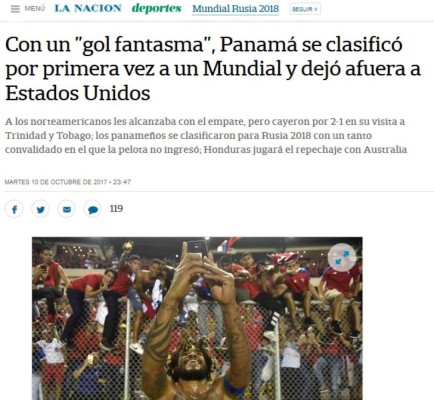Escándalo mundial por gol fantasma: Así cuentan en el mundo gol de Panamá a Costa Rica
