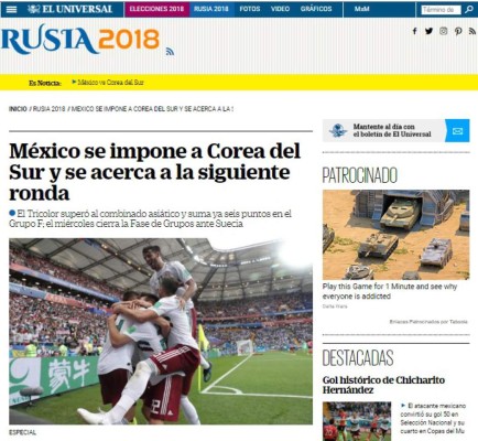 Bien chingones: Prensa mundial se rinde a México por nuevo triunfo en Mundial de Rusia