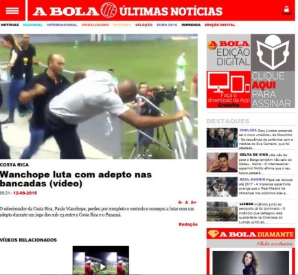 Escándalo de Paulo Wanchope le da la vuelta al mundo