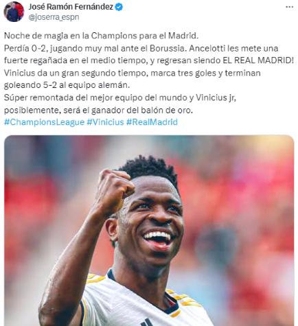 “Le tocas los h*** y te atienes a esto”: la prensa se rinde ante Vinicius y Real Madrid por otra épica remontada en Champions