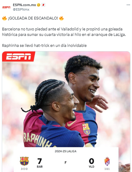 Barcelona propinó paliza y esto dice la prensa: “Pensaban que estábamos para descenso, pero somos los mejores y líderes”