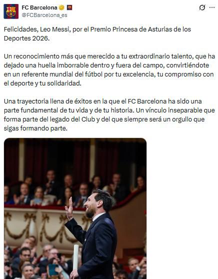 Messi recibe histórico premio: las palabras de la Princesa Leonor y mensaje del Barça
