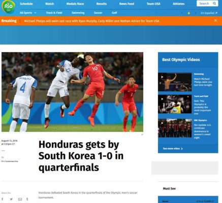 Prensa internacional: Hazaña de Honduras en los Juegos Olímpicos de Río