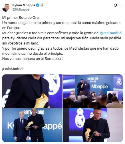 Mbappé recibió la Bota de Oro: lo que dijo tras ganar el premio, quiénes lo acompañaron y el mensaje de Sergio Ramos