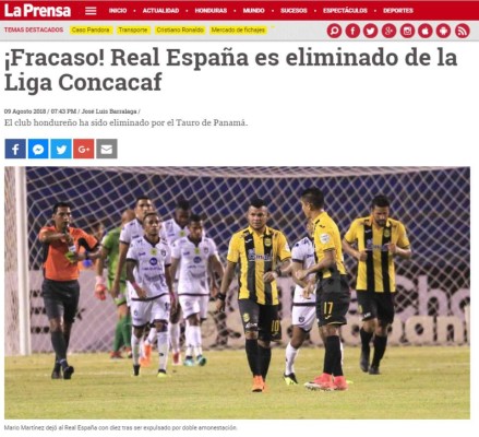 PORTADAS: Así titulan los medios la eliminación de Real España por Tauro