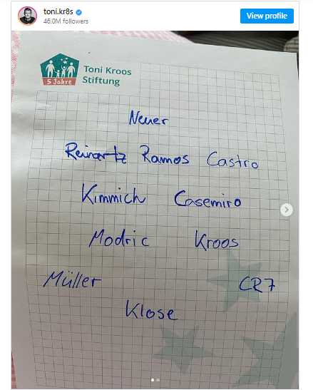 Toni Kroos eligió su 11 ideal para despedirse del fútbol: el portero favorito y una delantera infernal