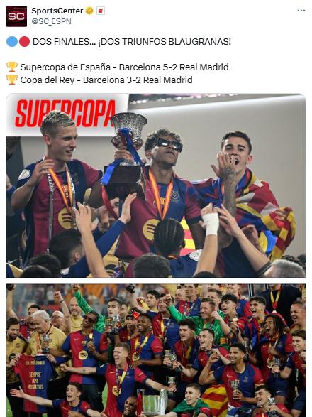 La prensa reacciona por el título del Barcelona tras vencer al Real Madrid: Ni árbitros ni nada, somos los mejores; no dan para el Clásico