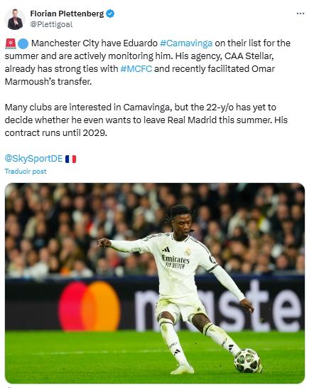 Florian Plettenberg asegura que el City está siguiendo de cerca la situación de Camavinga en el Real Madrid.
