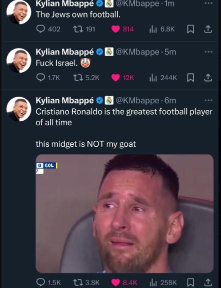 Los mensajes de Mbappé en redes sociales tras ser hackeado.