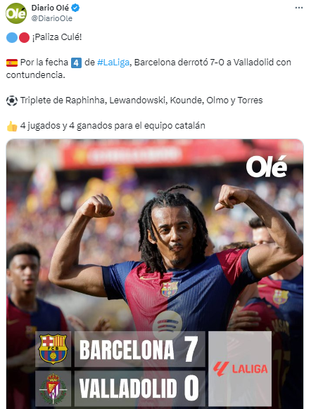 Barcelona propinó paliza y esto dice la prensa: “Pensaban que estábamos para descenso, pero somos los mejores y líderes”