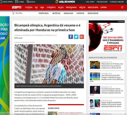 Prensa internacional se rinde a Honduras tras eliminar a Argentina