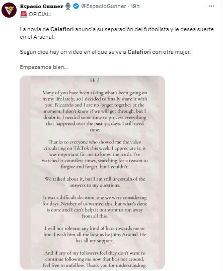 Nunca antes visto: anuncia ruptura amorosa con futbolista y adelanta que fichará por gigante de Europa