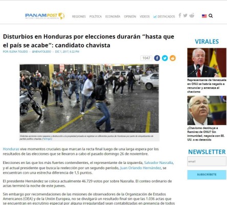 Así se refieren los medios internacionales de lo que pasa en Honduras
