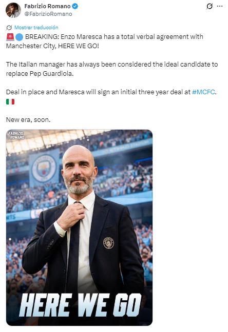 Manchester City se olvida de Pep Guardiola y lo ficha como su nuevo técnico