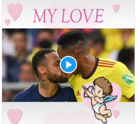 El beso de Neymar a Yerry Mina, protagonista de los memes en el Brasil-Colombia