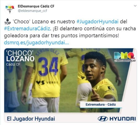 La prensa española se rinde al Choco Lozano tras su gol: 'Está dulce, acerca al Cádiz a Primera'
