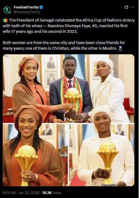 Senegal hundió a Marruecos y él se fue a festejar con sus dos esposas la Copa Africana: Siempre están...