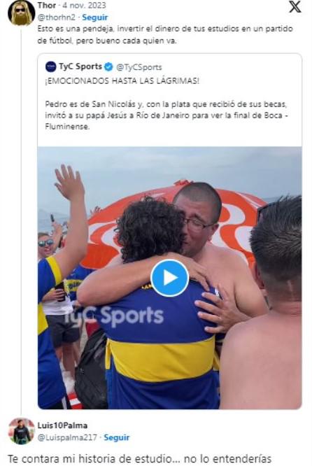 Luis Palma sorprende con su reacción tras ver la crítica a una historia de aficionados que viajaron a la final Boca vs Fluminense