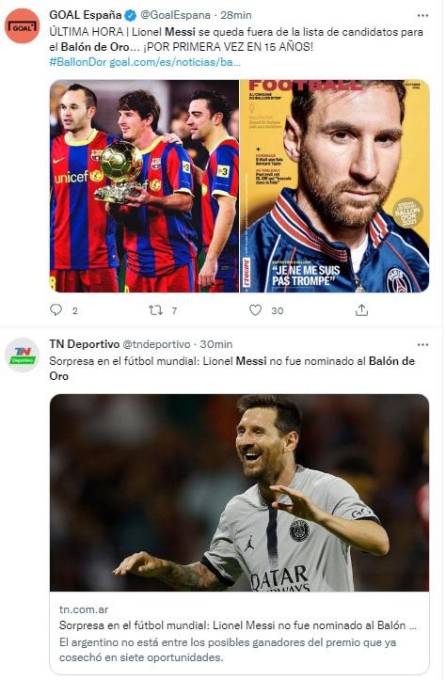 “Su declive es imparable, se hizo la luz”: Así reaccionó la prensa luego de que Messi quedó fuera del Balón de Oro 2022