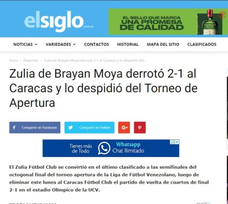 Así resaltan los medios de Venezuela el buen momento de Bryan Moya