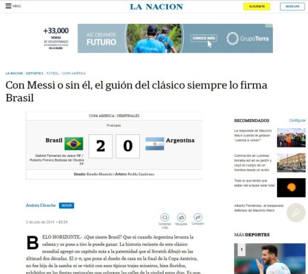 Así reaccionan los medios luego de la eliminación de Argentina ante Brasil
