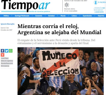IMPERDIBLES: Las duras portadas a la Selección Argentina tras el empate ante Perú