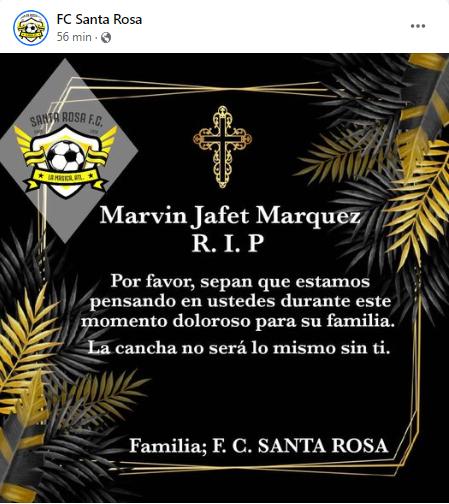 Tragedia: Muere futbolista hondureño del FC Santa Rosa de la Liga de Ascenso durante entrenamiento de esta mañana