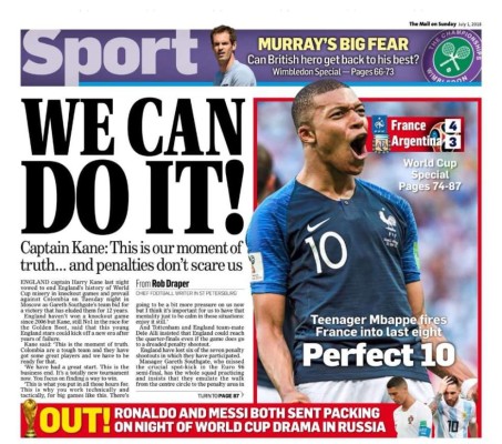 Las portadas de los diarios del mundo tras la eliminación de Messi y Cristiano de Rusia