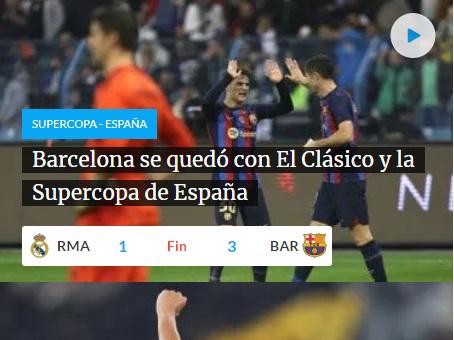 “Baño árabe”, “Barcelona devora al Real Madrid”: Prensa internacional reacciona tras el título del Barça en la Supercopa