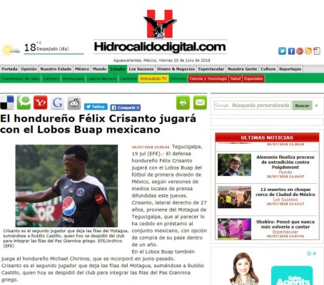 Lo que dicen los medios mexicanos sobre fichaje de Félix Crisanto por Lobos Buap