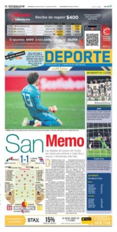 Lo que dicen las portadas de México tras el sufrido pase a semifinales ante Costa Rica