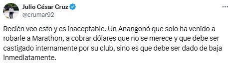 Anangonó agredió a Alexy Vega y la fuerte reacción de la prensa: piden severo castigo y quitarle la capitanía en Marathón