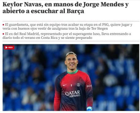 Keylor Navas está dispuesto a escuchar al FC Barcelona, confirman en España.