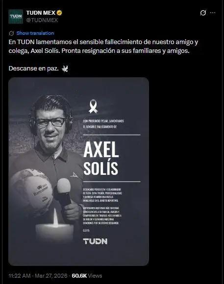 México está consternado: de qué murió Axel Solís, reconocido periodista de Televisa