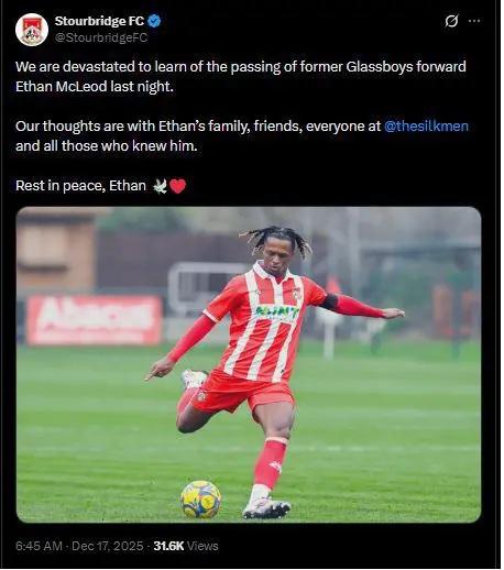 Muere en fatal accidente jugador que pasó por club de la Premier League: duro comunicado y el país que está de luto