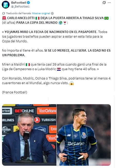 Tiene 41 años y Ancelotti sacude a Brasil con la bomba que nadie esperaba para el Mundial 2026: Nunca miro la fecha