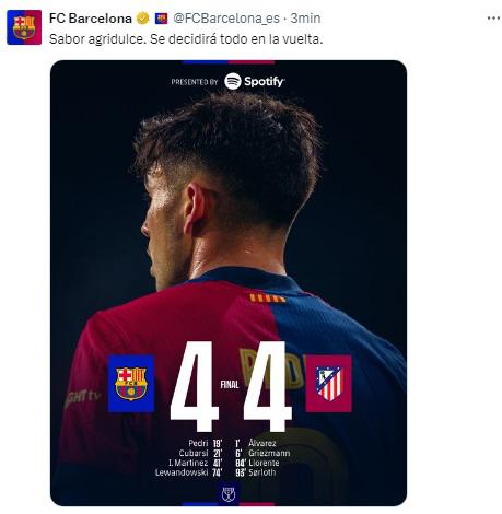 Las polémicas que el VAR no intervino, el festejo del Cholo y el amargo mensaje de Barcelona tras empatar en Copa del Rey