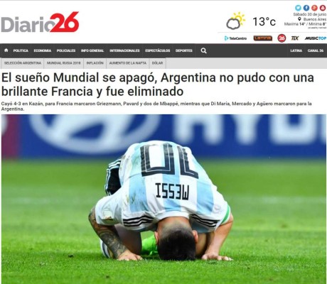 PORTADAS: Así titulan los diarios la eliminación de Argentina de Messi de Rusia 2018