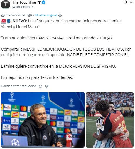 Frente a Luis Enrique quisieron comparar a Lamine Yamal con Messi y así reaccionó