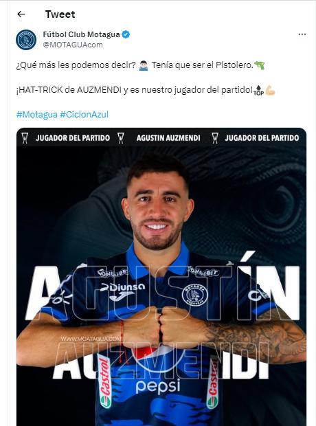 Auzmendi enloquece las redes: Así hablaron periodistas y aficionados del hattrick del atacante de Motagua
