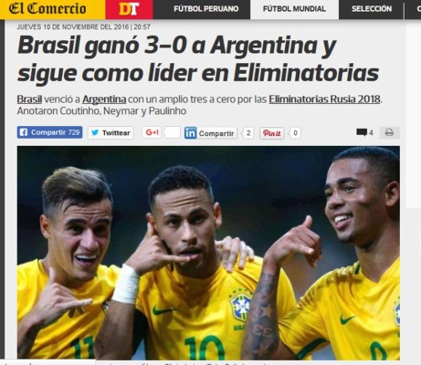 'Catástrofe, humillación', así reacciona la prensa tras goleada de Brasil a Argentina