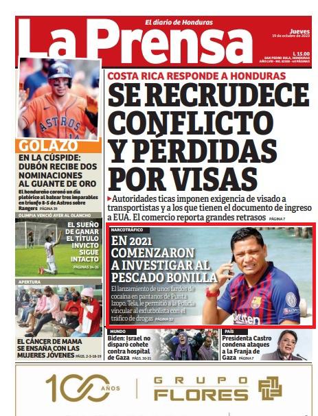 La Prensa informa que las investigaciones contra “Pescado” Bonilla iniciaron en 2021.