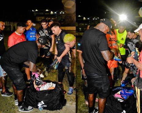 Romell Quioto regaló tacos a los jugadores de la Juventus FC de Roatán.
