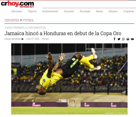 Así ve la prensa internacional la derrota de Honduras ante Jamaica en Copa Oro