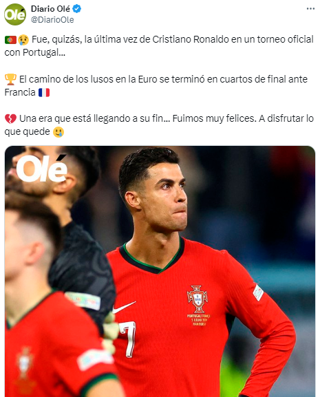 Cristiano Ronaldo se despide de la Eurocopa y así reacciona la prensa tras el Portugal-Francia: “Nada que demostrar a nadie”