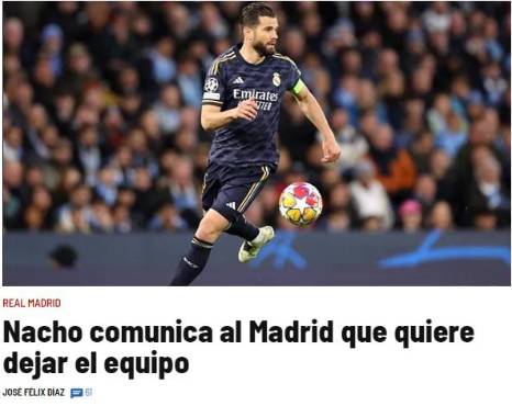 Diario Marca ha confirmado que Nacho tiene el deseo de abandonar el Real Madrid a final de temporada.