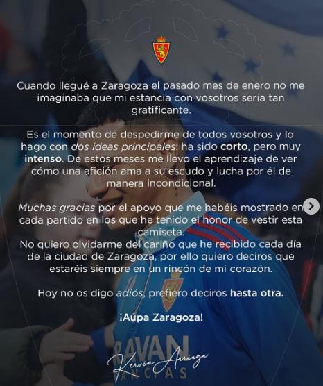 OFICIAL: Kervin Arriaga jugará en la primera división de España; dijo adiós a Zaragoza y este es su nuevo club